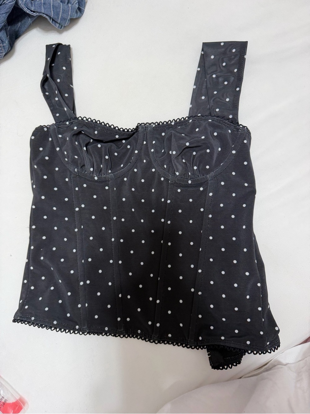 Edikted Black Polka Dot corset tank top